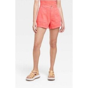 Women's Universal Thread High Rise Utility Shorts Red 6
